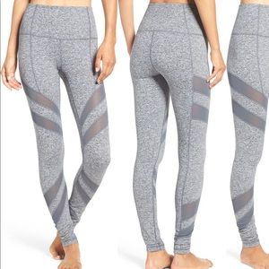 Zella grey leggings with mesh cut out size small